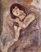 Jules Pascin Lucy wearing the purple Spain oil painting artist